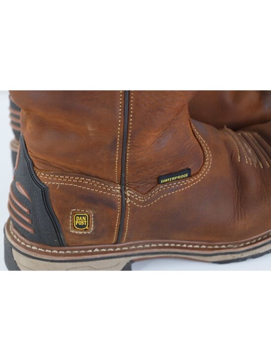 Vintage Y2K Dan Post Mens 13 EW Waterproof Leather Journeyman Cowboy Boots Brown main image 8